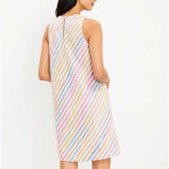 $3/15 Lou & Grey /Loft Rainbow Stripe Textured Dress Size S (fits like M) - Picture 2 of 7
